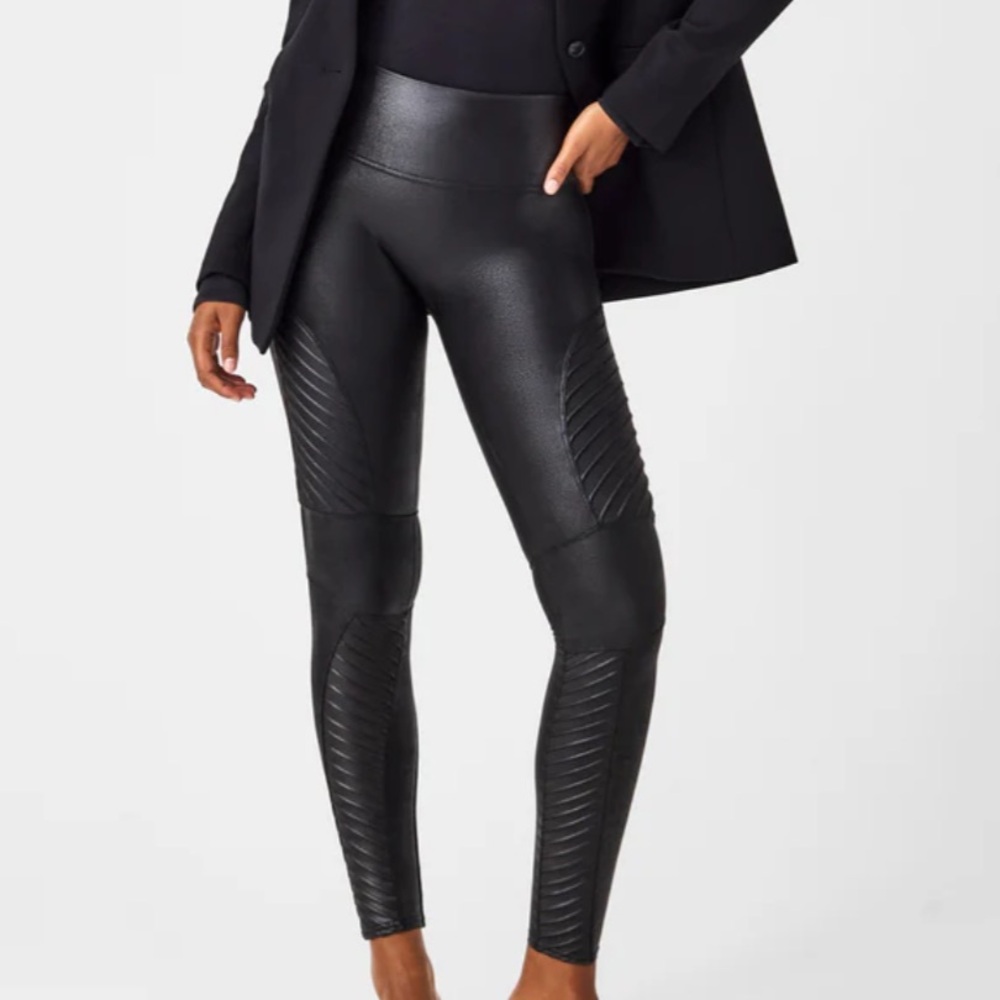 Spanx faux leather moto leggings XL black 20136r